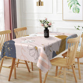 Aperturee - Black Line Flowers Pink White Rectangle Tablecloth