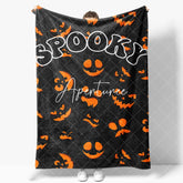 Aperturee - Black Orange Spooky Halloween Custom Text Blanket