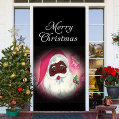 Aperturee - Black Pink Santa Claus Merry Christmas Door Cover