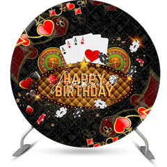 Aperturee - Black Playing Cards Casino Round Birthday Backdrop