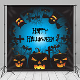 Aperturee - Black Pumpkin Bats Happy Halloween Party Backdrop