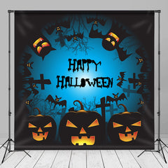 Aperturee - Black Pumpkin Bats Happy Halloween Party Backdrop