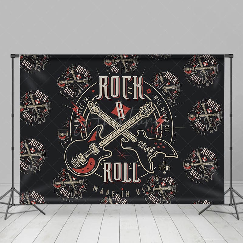 Aperturee - Black Repeated Guitar Rock And Roll Party Backdrop