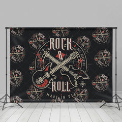 Aperturee - Black Repeated Guitar Rock And Roll Party Backdrop