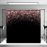 Aperturee - Black Rose Gold Falling Glitter Wedding Backdrop