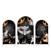 Aperturee Black Roses Silver Mask Masquerade Arch Backdrop Kit