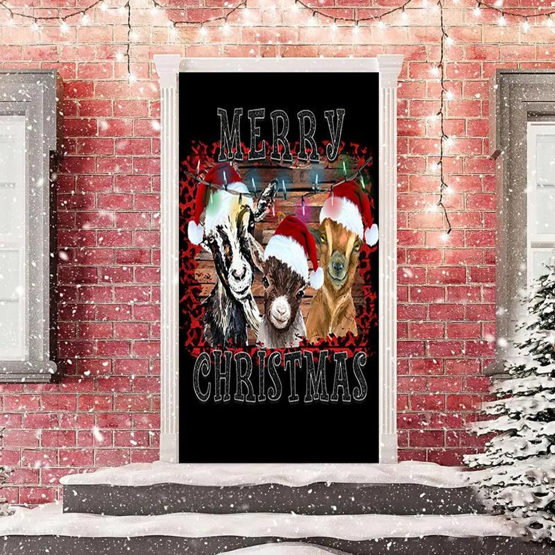 Aperturee - Black Sheep Xmas Hat Merry Christmas Door Cover