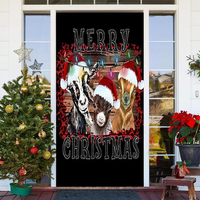 Aperturee - Black Sheep Xmas Hat Merry Christmas Door Cover