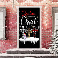 Aperturee - Black Snowy Cross Snowflake Christmas Door Cover