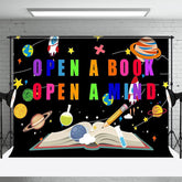 Aperturee - Black Space Book Planet Star World Day Backdrop
