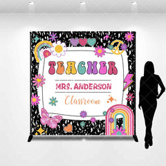 Aperturee - Black Teacher Rainbow Custom Back To School Backdrop