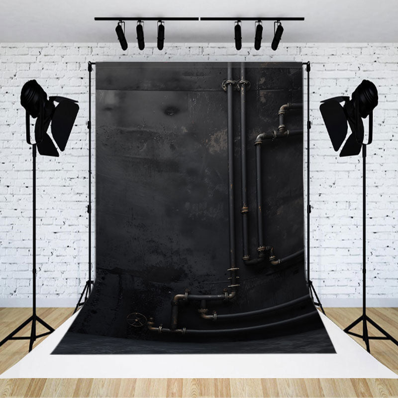 Aperturee - Black Water Pipe Wall Portrait Photography Backdrop