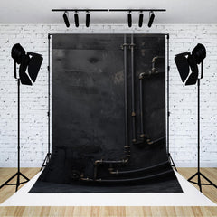 Aperturee - Black Water Pipe Wall Portrait Photography Backdrop