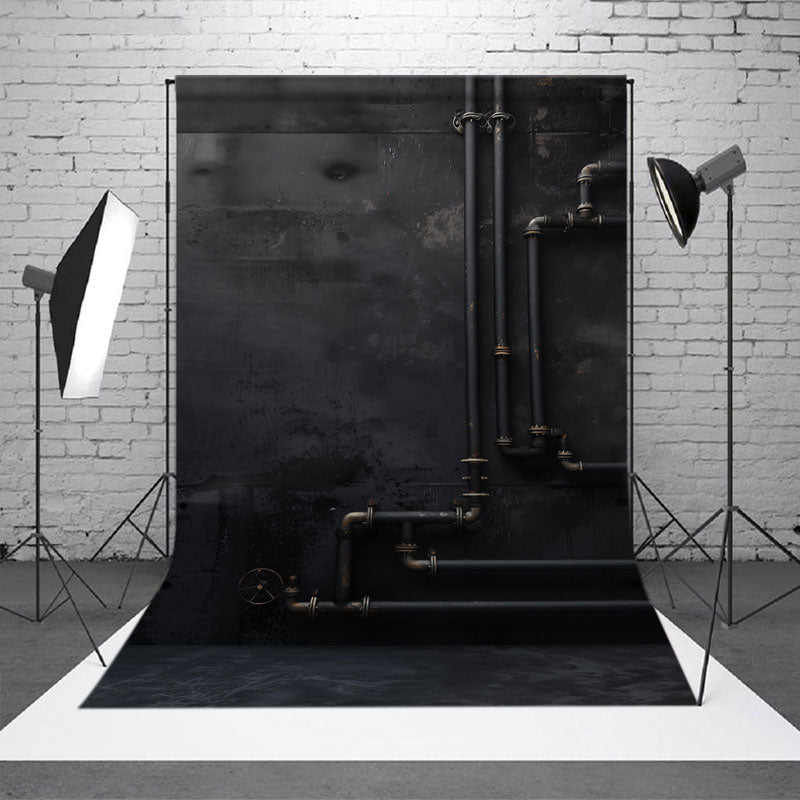 Aperturee - Black Water Pipe Wall Portrait Photography Backdrop