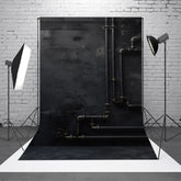 Aperturee - Black Water Pipe Wall Portrait Photography Backdrop