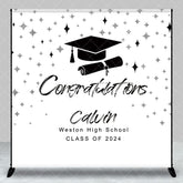 Aperturee - Black White Bachelor Cap Custom Graduation Backdrop