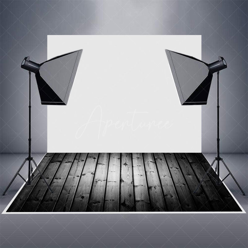 Aperturee - Vignetting Black White Photo Wood Rubber Floor Mat