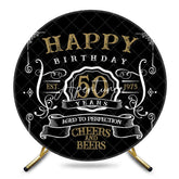 Aperturee - Black White Gold Legend Round 50th Birthday Backdrop