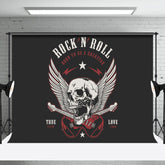 Aperturee - Black White Skull Guitar Rock N Roll Party Backdrop