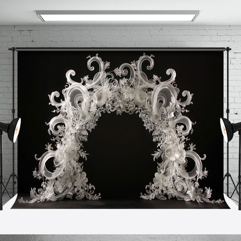 Aperturee - Black White Special Shaped Arch Wedding Backdrop