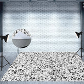 Aperturee - Black White Terrazzo Abstract Textured Floor Mat