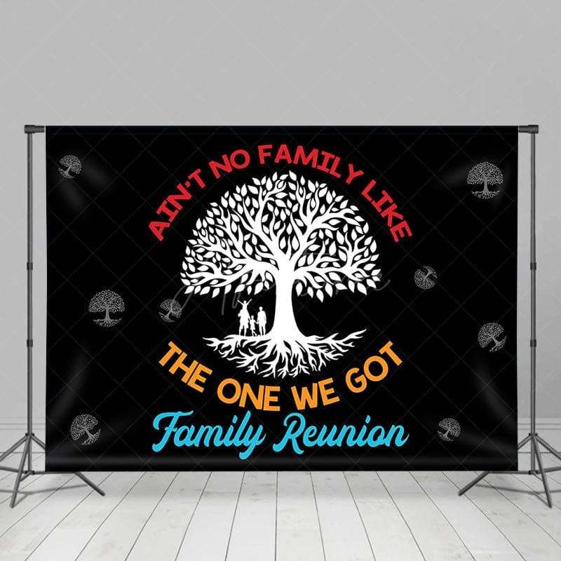 Aperturee - Black White Tree Backdrop For Family Reunion Party