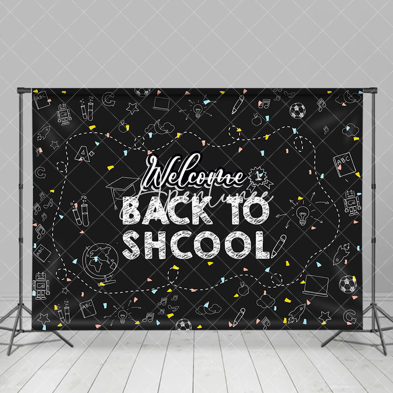 Aperturee - Black White Welcome Back To School Party Backdrop