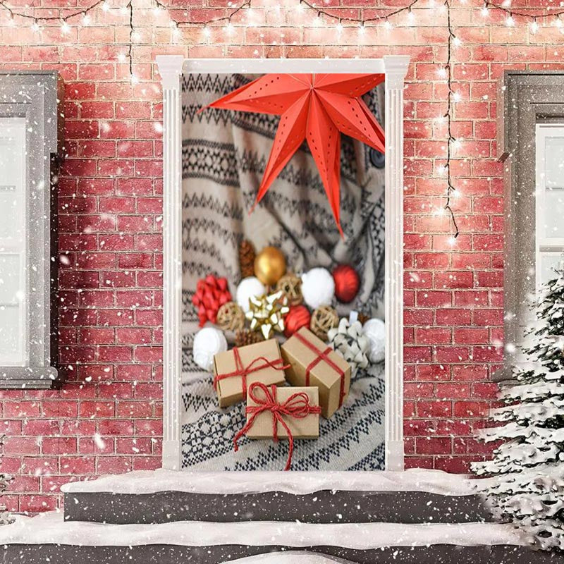 Aperturee - Blanket Gift Red Leaf Merry Christmas Door Cover