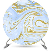 Aperturee - Blue And Golden Abstract Round Birthday Backdrop