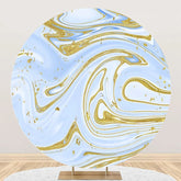 Aperturee - Blue And Golden Abstract Round Birthday Backdrop