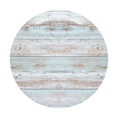Aperturee - Blue And Grey Round Wooden Birthday Backdrop