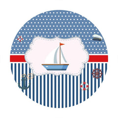 Aperturee - Blue And White Boat Round Baby Shower Backdrop
