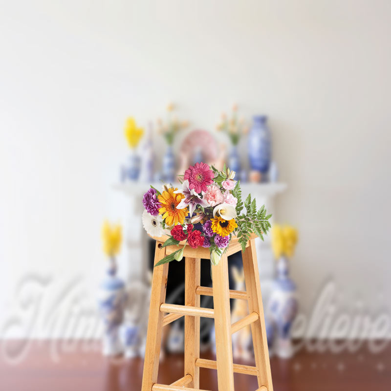Aperturee - Blue And White Porcelain Floral Easter Backdrop