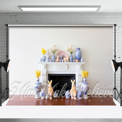 Aperturee - Blue And White Porcelain Floral Easter Backdrop