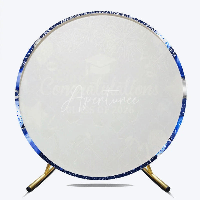 Aperturee - Blue Balloon Congrats Class 2026 Grad Round Backdrop