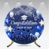 Aperturee - Blue Balloon Congrats Class 2026 Grad Round Backdrop