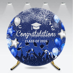 Aperturee - Blue Balloon Congrats Class 2026 Grad Round Backdrop