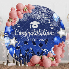 Aperturee - Blue Balloon Congrats Class 2025 Grad Round Backdrop