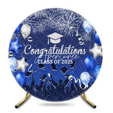 Aperturee - Blue Balloon Congrats Class 2025 Grad Round Backdrop