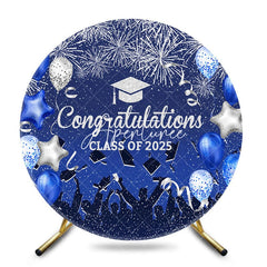 Aperturee - Blue Balloon Congrats Class 2025 Grad Round Backdrop
