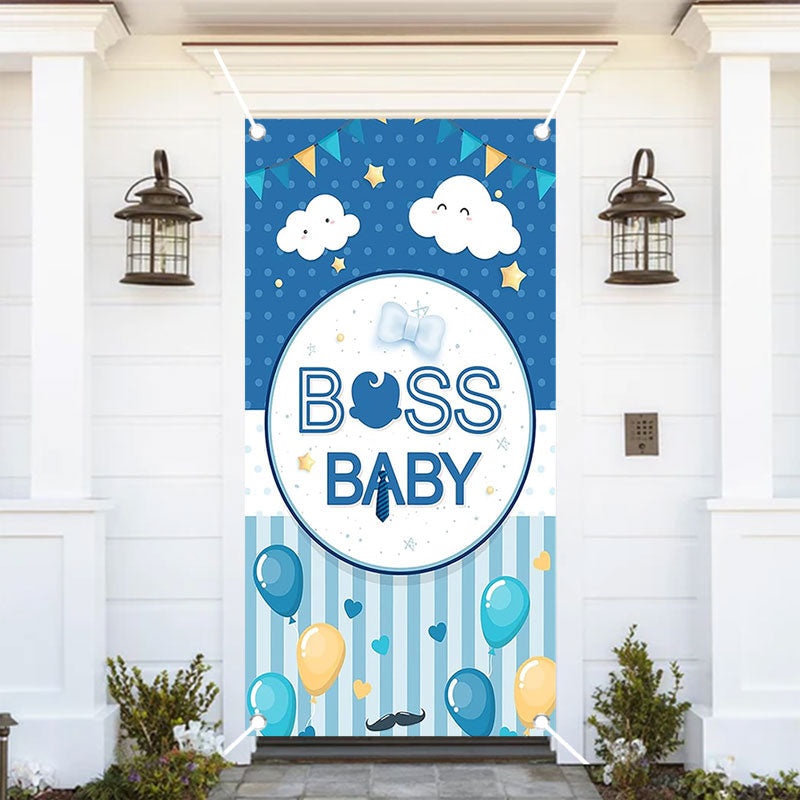 Aperturee - Blue Balloons Spots Boss Baby Shower Door Cover