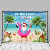 Aperturee - Blue Beach Santa Hawaii Christmas In July Backdrop