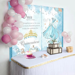 Aperturee - Blue Book Princess Floral Crown Birthday Backdrop