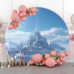 Aperturee - Blue Castle Iceland Cloud Round Birthday Backdrop