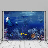 Aperturee - Blue Coral Forest Dolphin Ocean Summer Backdrop