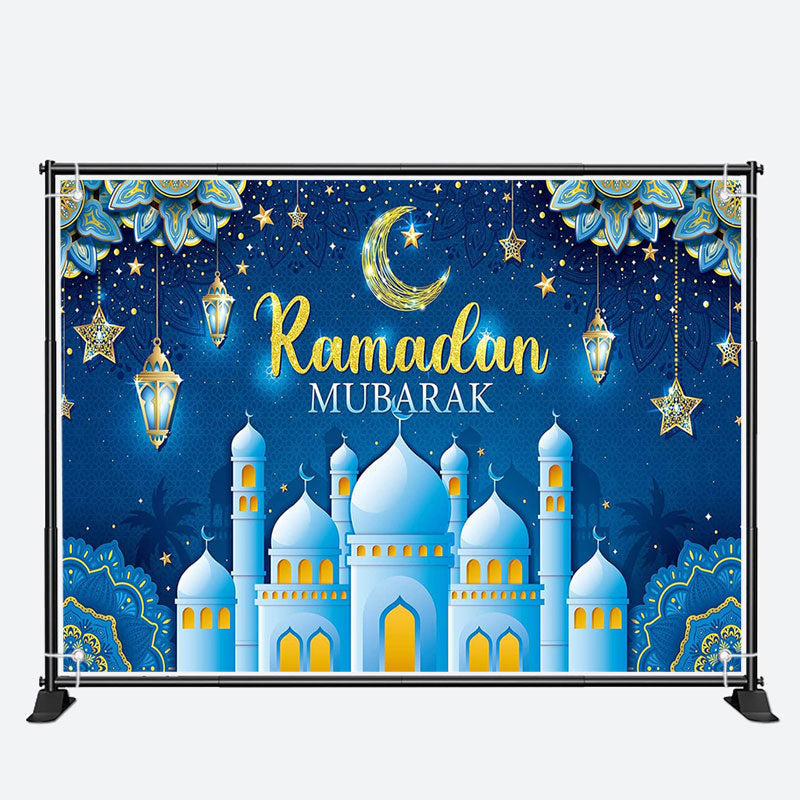 Aperturee - Blue Dome Palace Night Moon Mandala Ramadan Backdrop