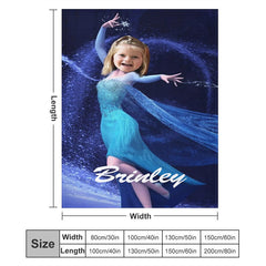 Aperturee - Blue Dressed Ice Magic Princess Custom Photo Blanket