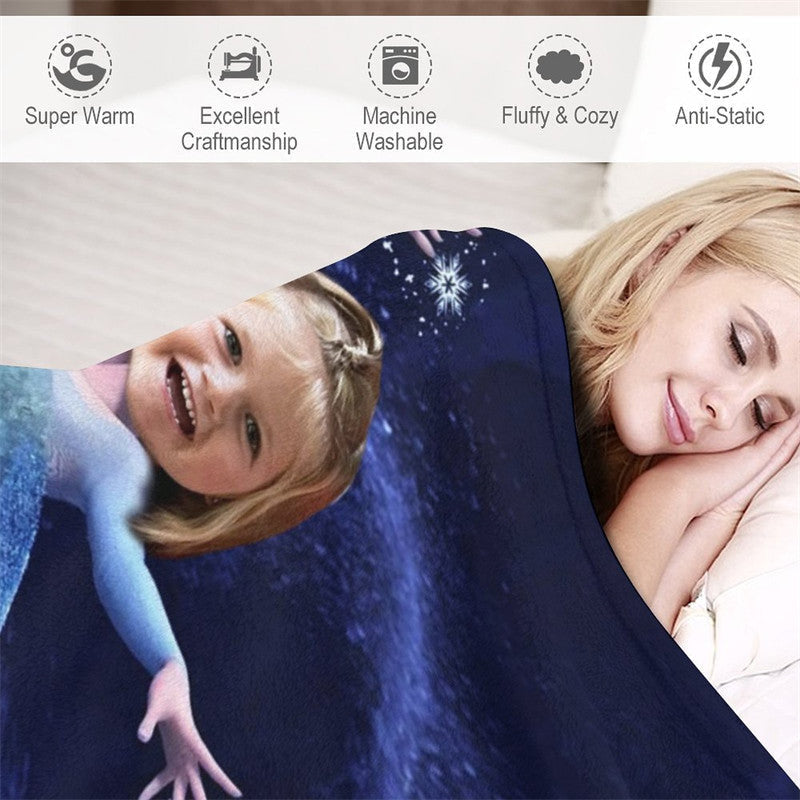 Aperturee - Blue Dressed Ice Magic Princess Custom Photo Blanket