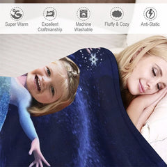 Aperturee - Blue Dressed Ice Magic Princess Custom Photo Blanket
