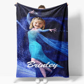 Aperturee - Blue Dressed Ice Magic Princess Custom Photo Blanket